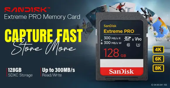 SanDisk Extreme Pro 128GB SD UHS-II U3 Class 10 V90 Memory Card #SDSDXDM-128G-GN4IN